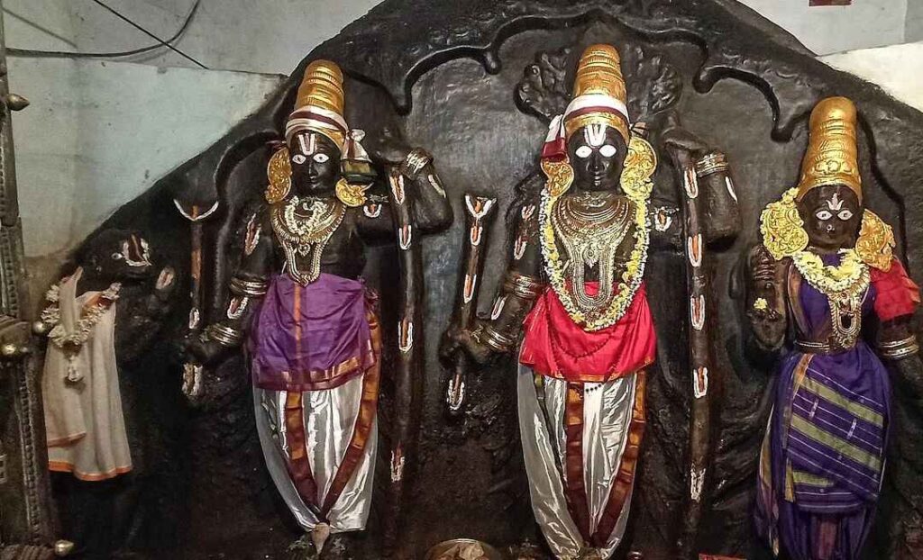 Rama, Lakshmana, Sita, and Hanuman at Kodandarama Temple