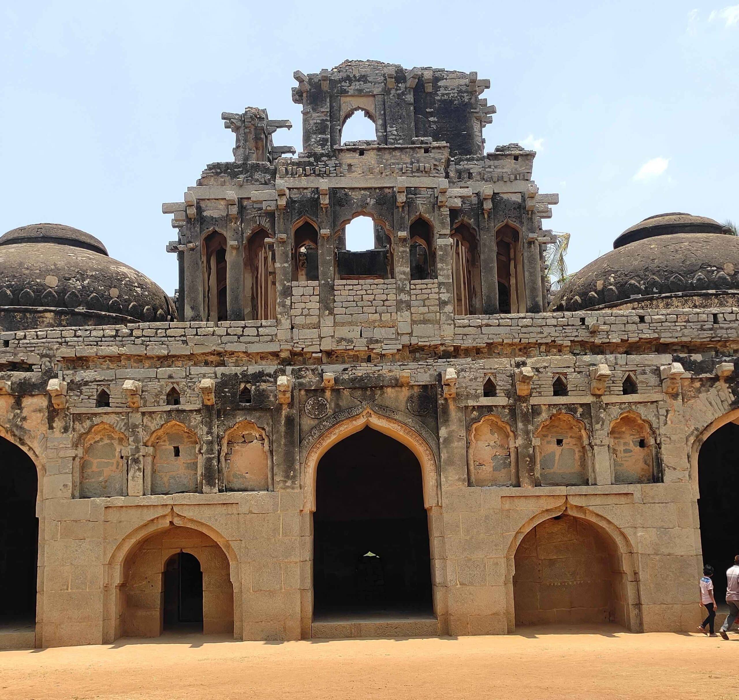 A ruined two-story structure situated atop the central chamber of the Elephant's Stable