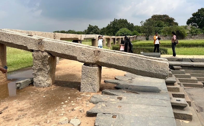 A stone structure used for water supply during the Vijayanagara Empire period