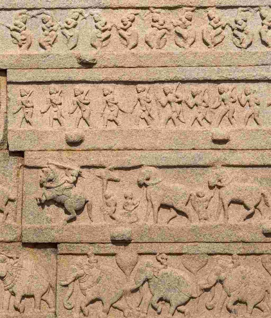 Beautiful sculptures decorated the Hazara Rama temple walls