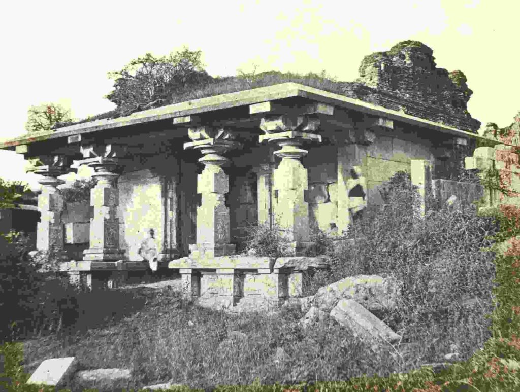 The east-facing entrance of the Hazara Rama Temple photographed by Alexander Greenlaw in 1856