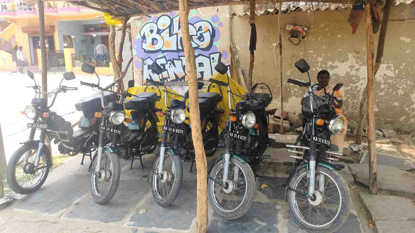 Gangamma: TVS XL Super Heavy Duty Bike Bent. Near Virupaksha Temple, Hampi