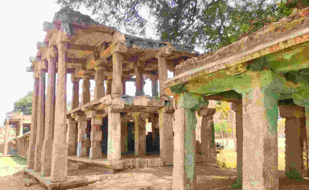 In Hampi Bazaar, double-storied pavilions with ruins - 2