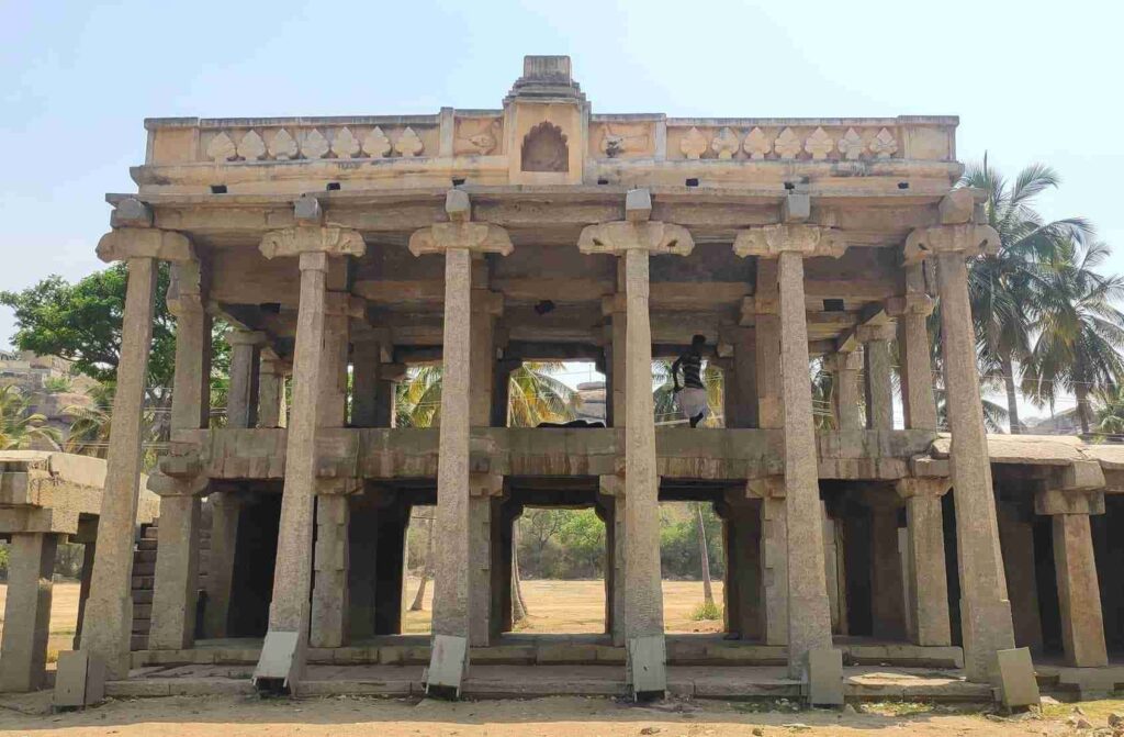 In Hampi Bazaar, double-storied pavilions with ruins - 4