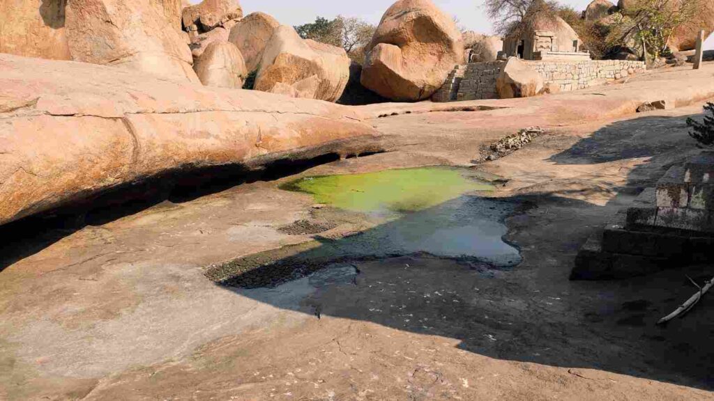 In summer, the pond at Mula Virupaksha Temple dries up