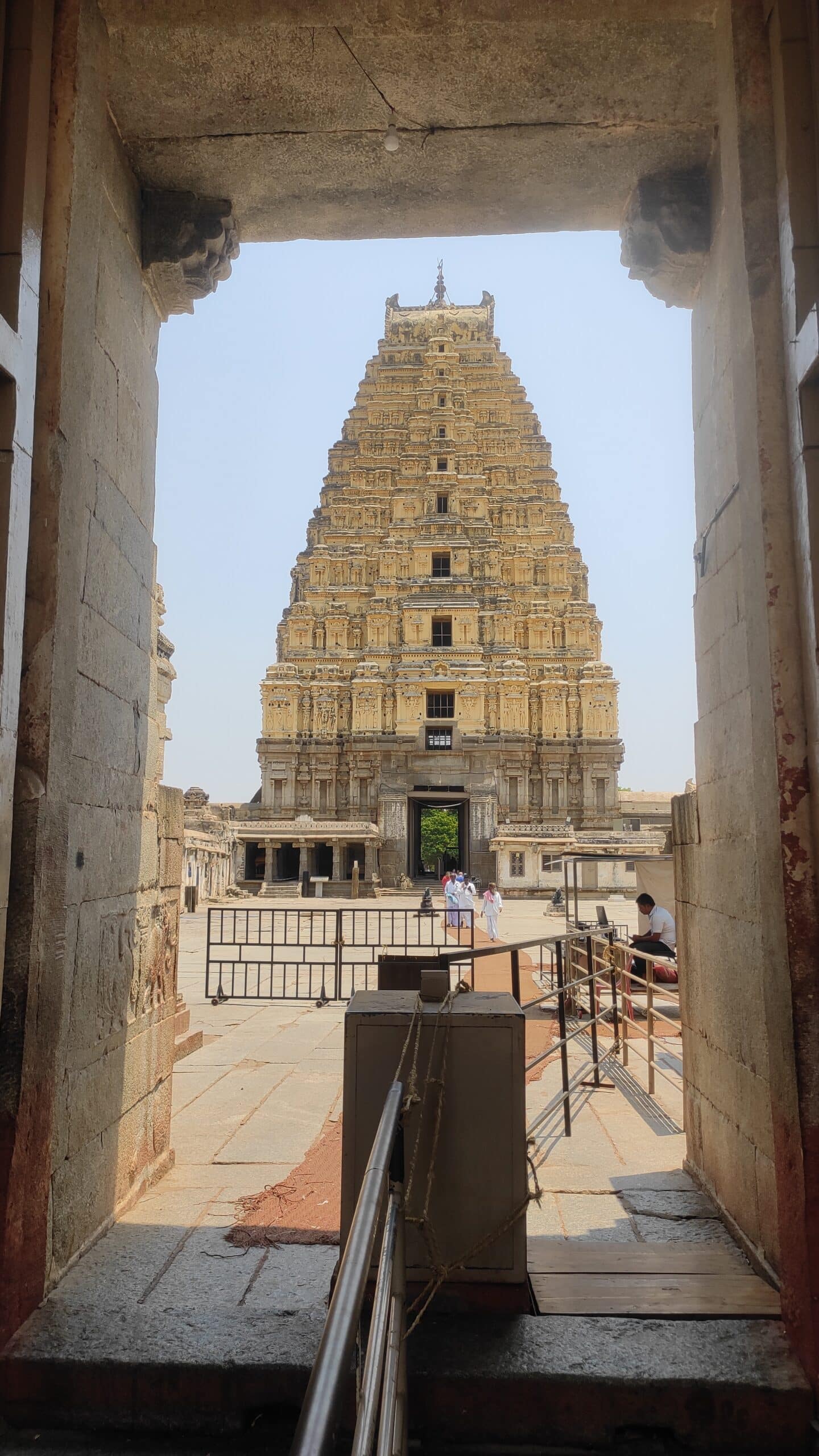 Inside view main entrance tower of Virupaksha Temple