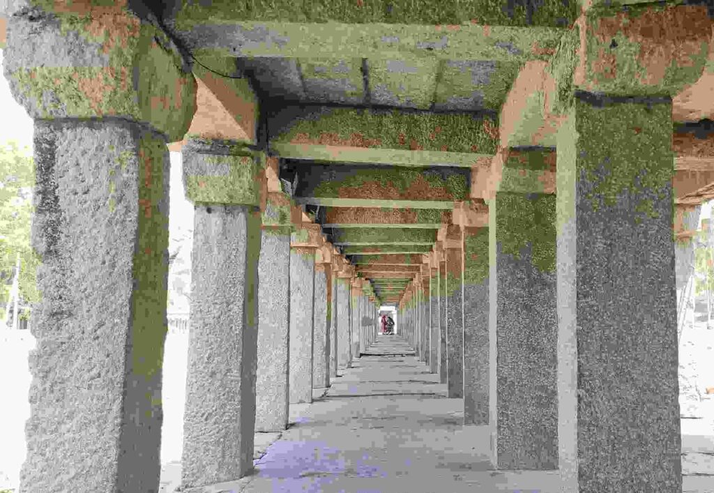 Long rows of pavilions line Hampi Bazaar Street