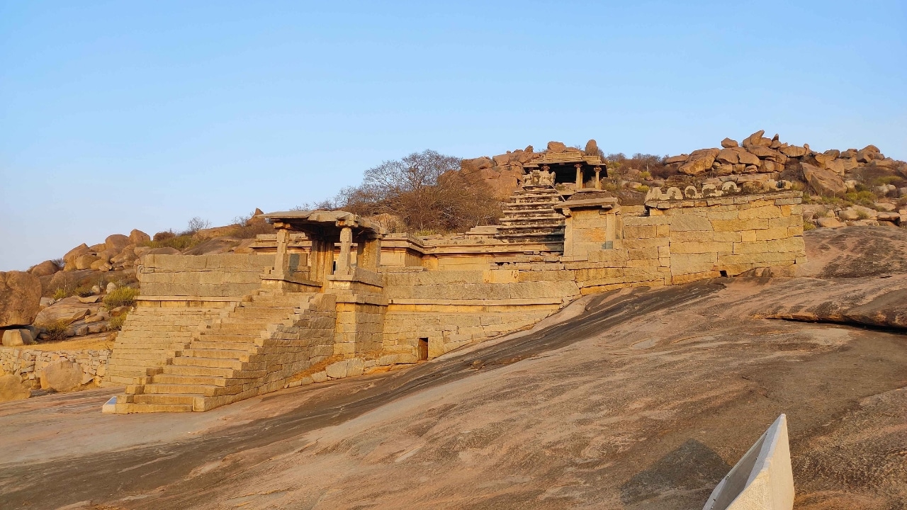 Narasimha Temple situated on a boulder hill, Hampi