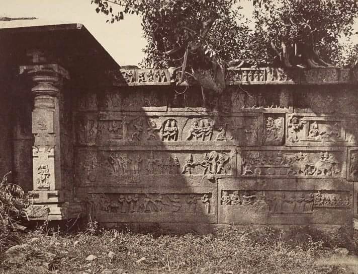 The outer wall of the Hazara Rama Temple photographed by Alexander Green Law in 1856