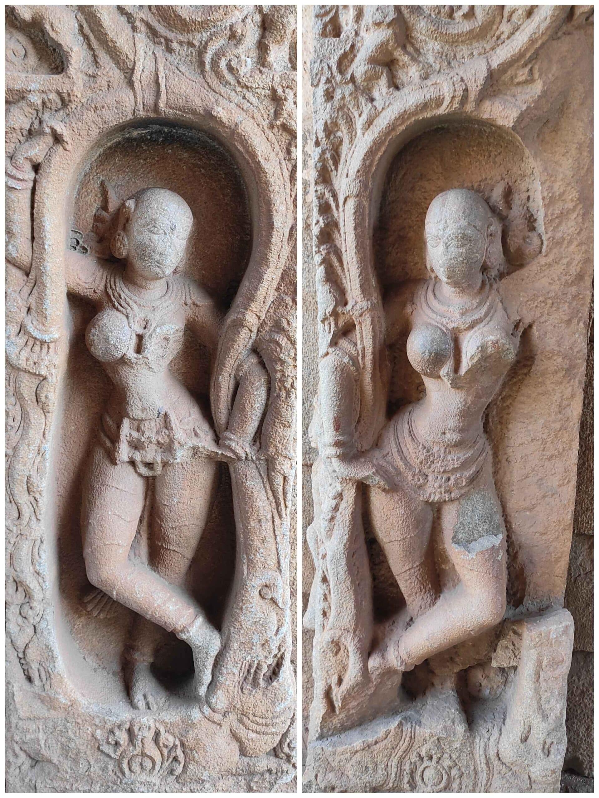 Sculptures of beautiful women at the second entrance tower