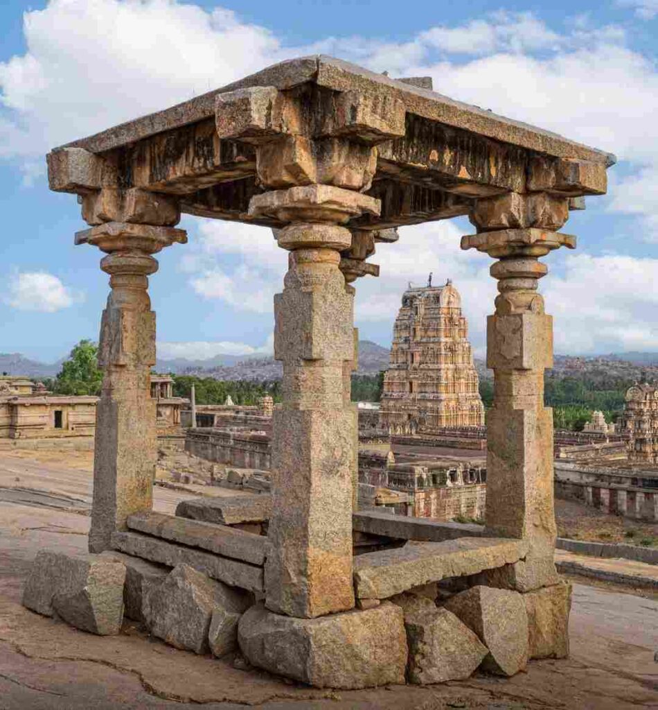 Small four-pillared mandapa at Hemakuta Hill