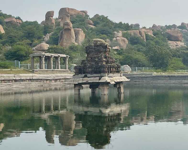 The Vittala Temple's Pushkarani is full during the rainy season