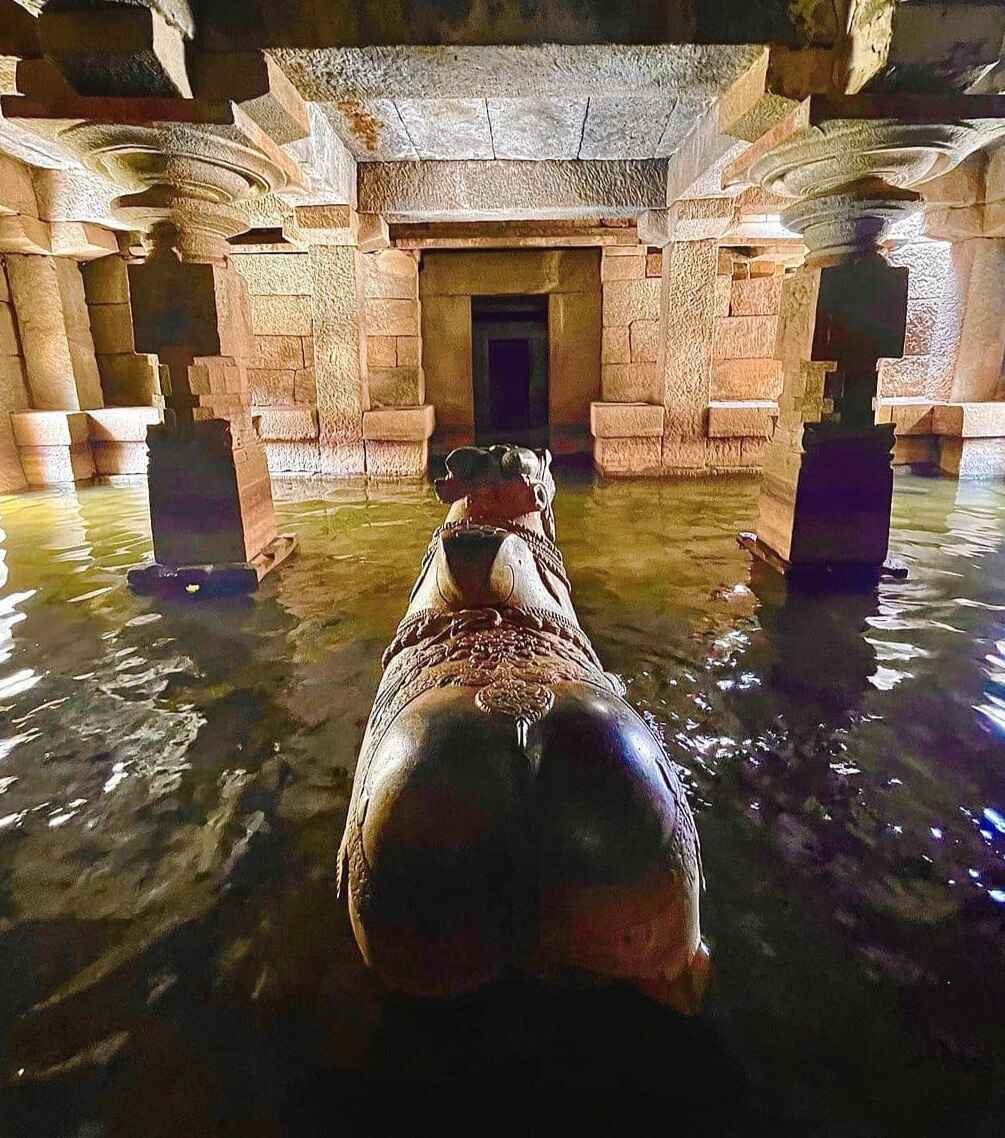 The temple's water remains stagnant year-round, except during the summer season