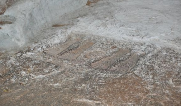 These carved footprints on rocks are believed to belong to Ram and Lakshman