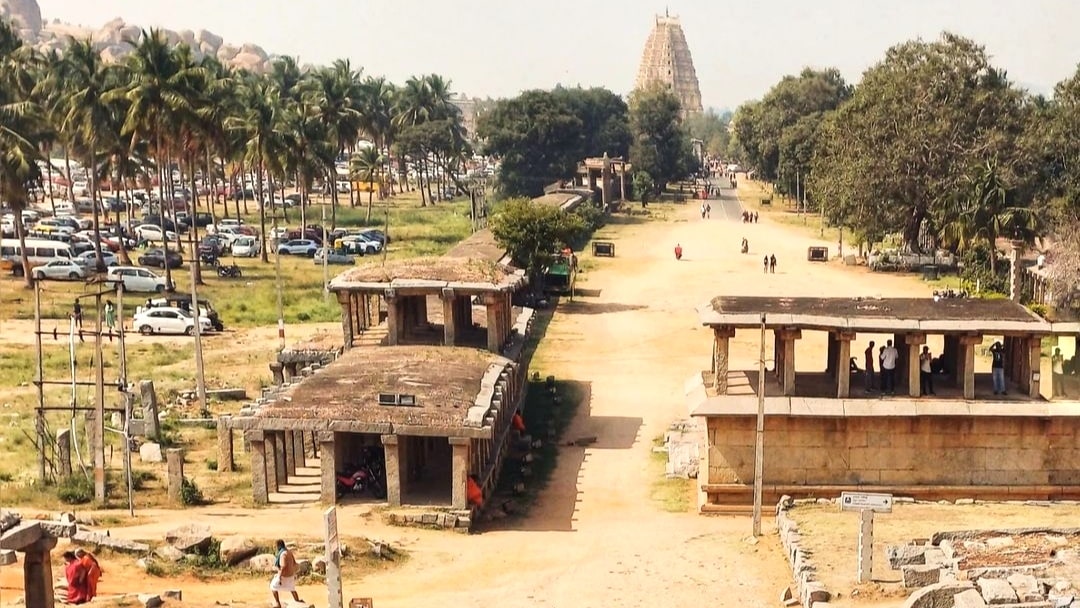 View of Hampi Bazaar from the eastern end