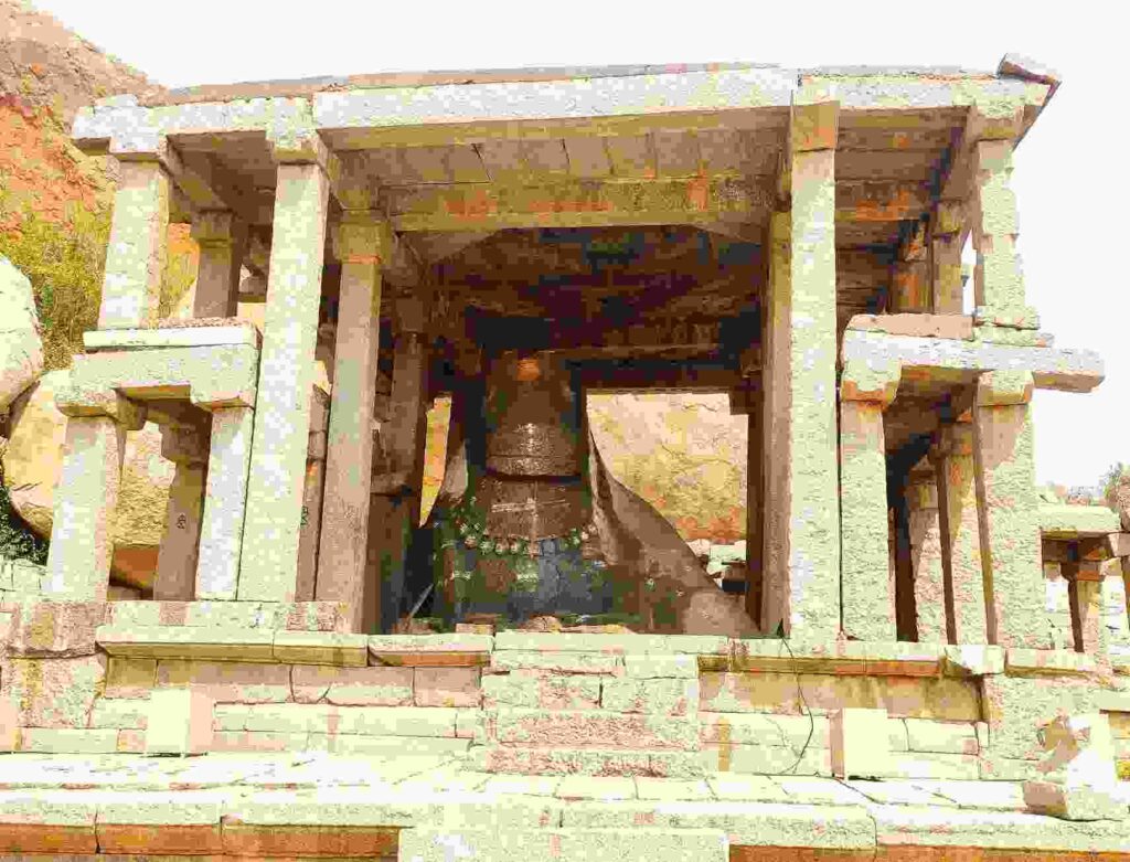 Yeduru Basavanna, the monolithic bull, at Hampi Bazaar