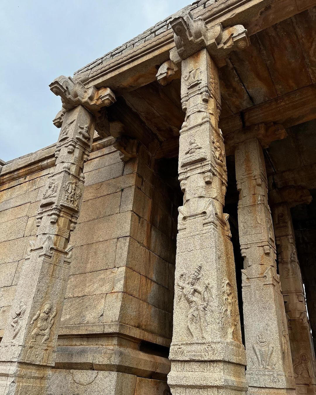 tall stone-pillars at Kadalekalu Ganesha Temple